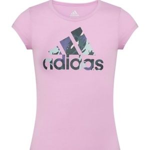 NEW Adidas Lilac & Grey Camouflage Logo Crewneck Tee. Girls. 5T